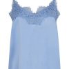 Clothing Rosemunde | Jade Silk Strap Top With Lace - Blue Heaven