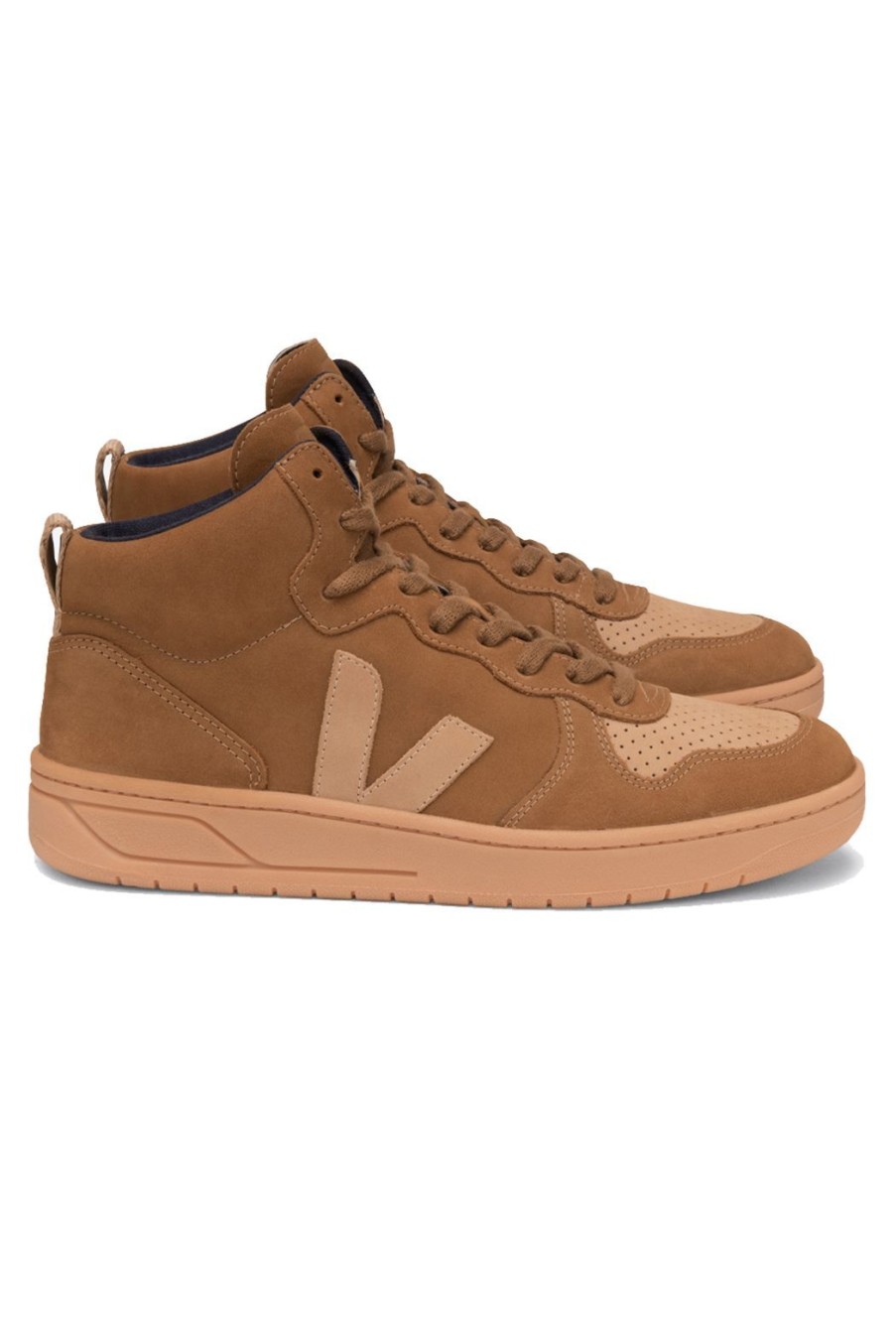 Shoes Veja | V-15 Nubuck High Top Trainers - Camel Desert