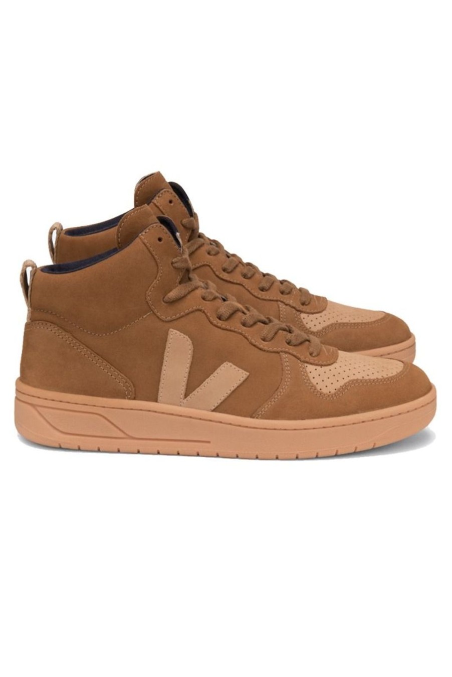 Shoes Veja | V-15 Nubuck High Top Trainers - Camel Desert