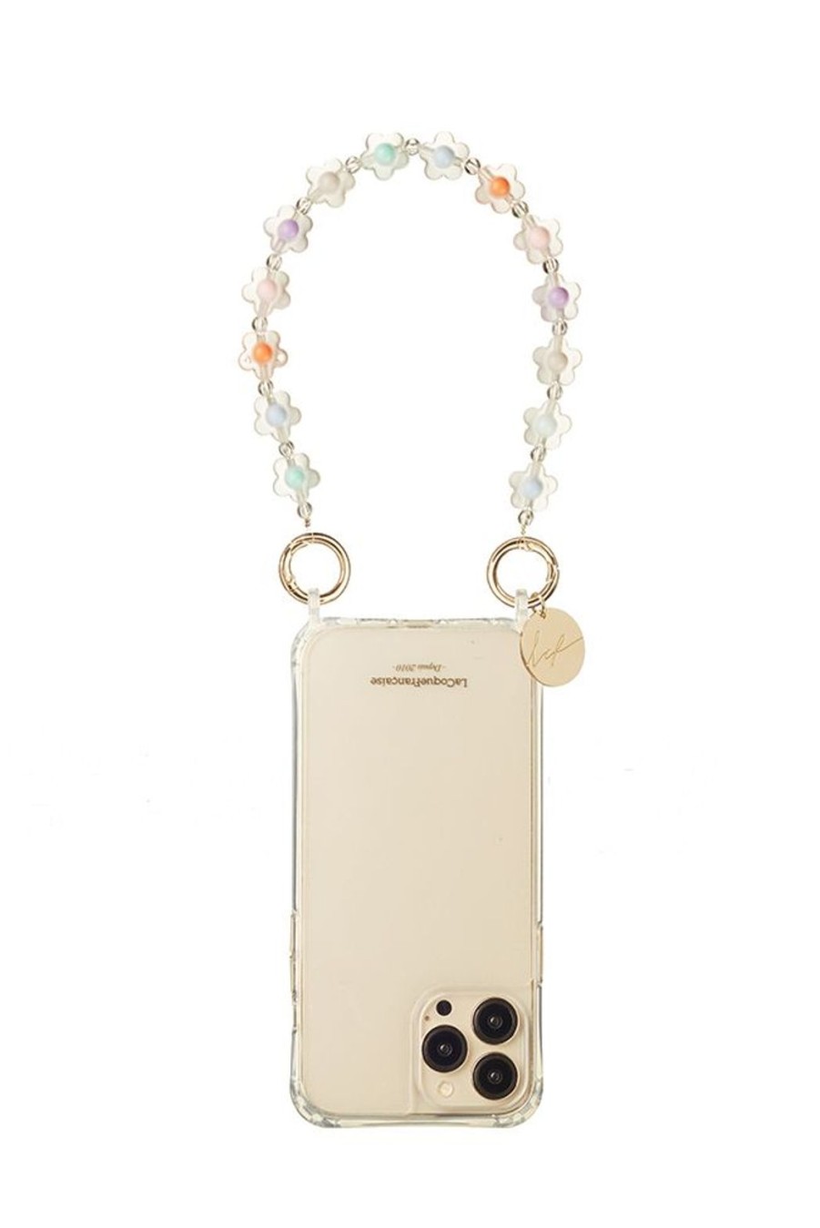 Lifestyle La Coque Française | Iris Chain 30Cm Resin Gold Carabiners - Colourful Flowers