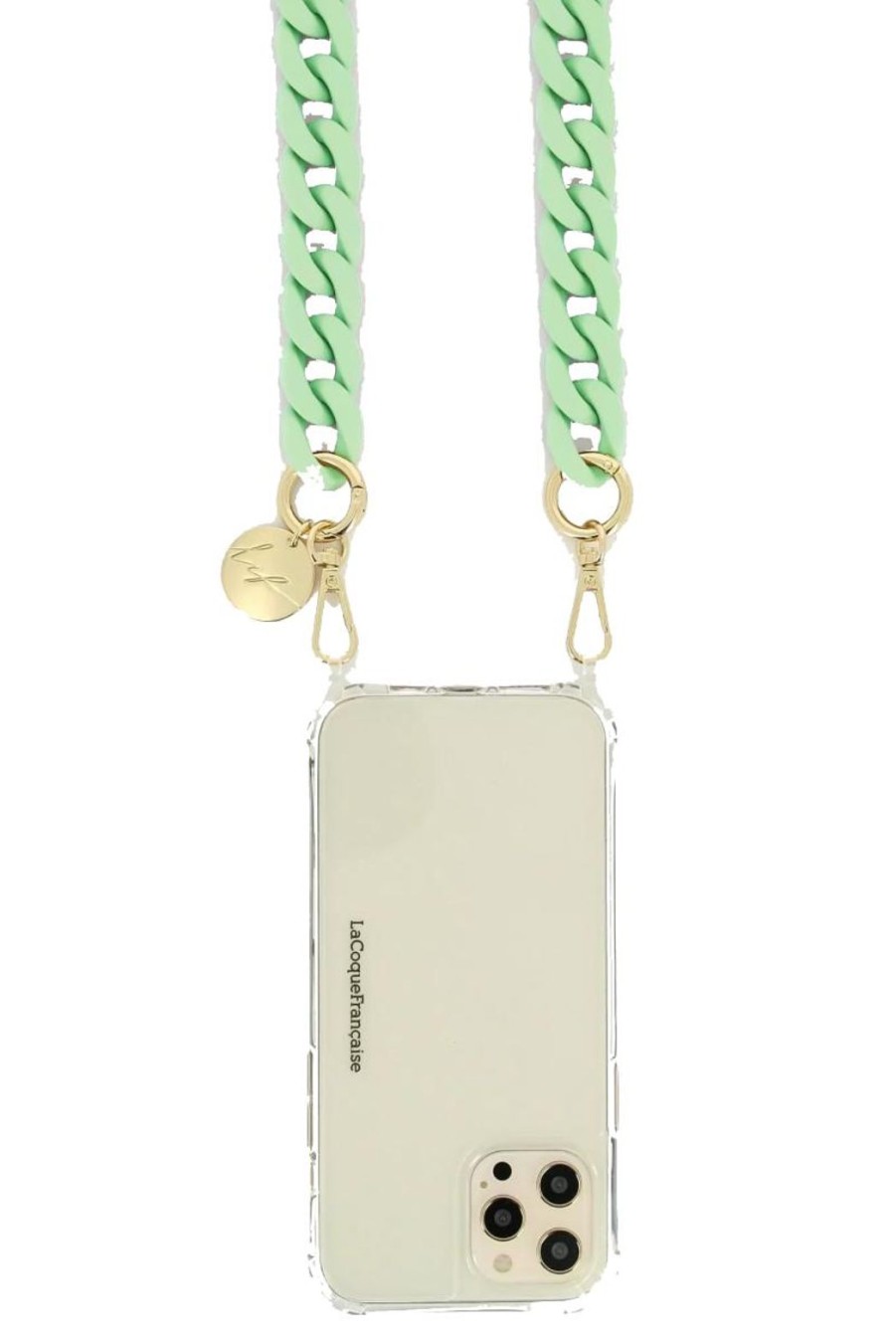 Accessories La Coque Française | Sarah Chain 120Cm Resin Gold Carabiners - Matte Pastel Green