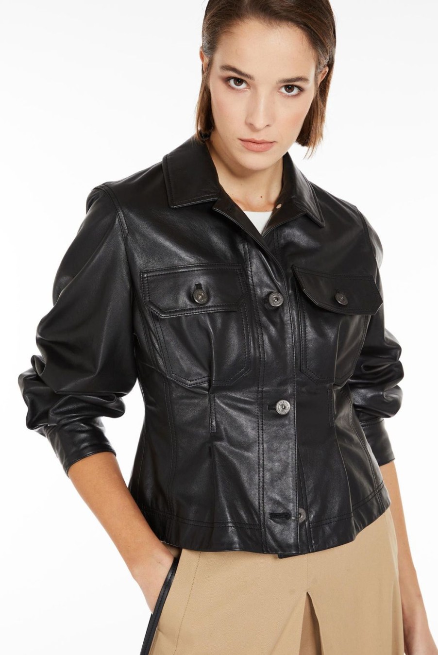 Clothing Weekend MaxMara | Tabarin Soft Leather Jacket - Black