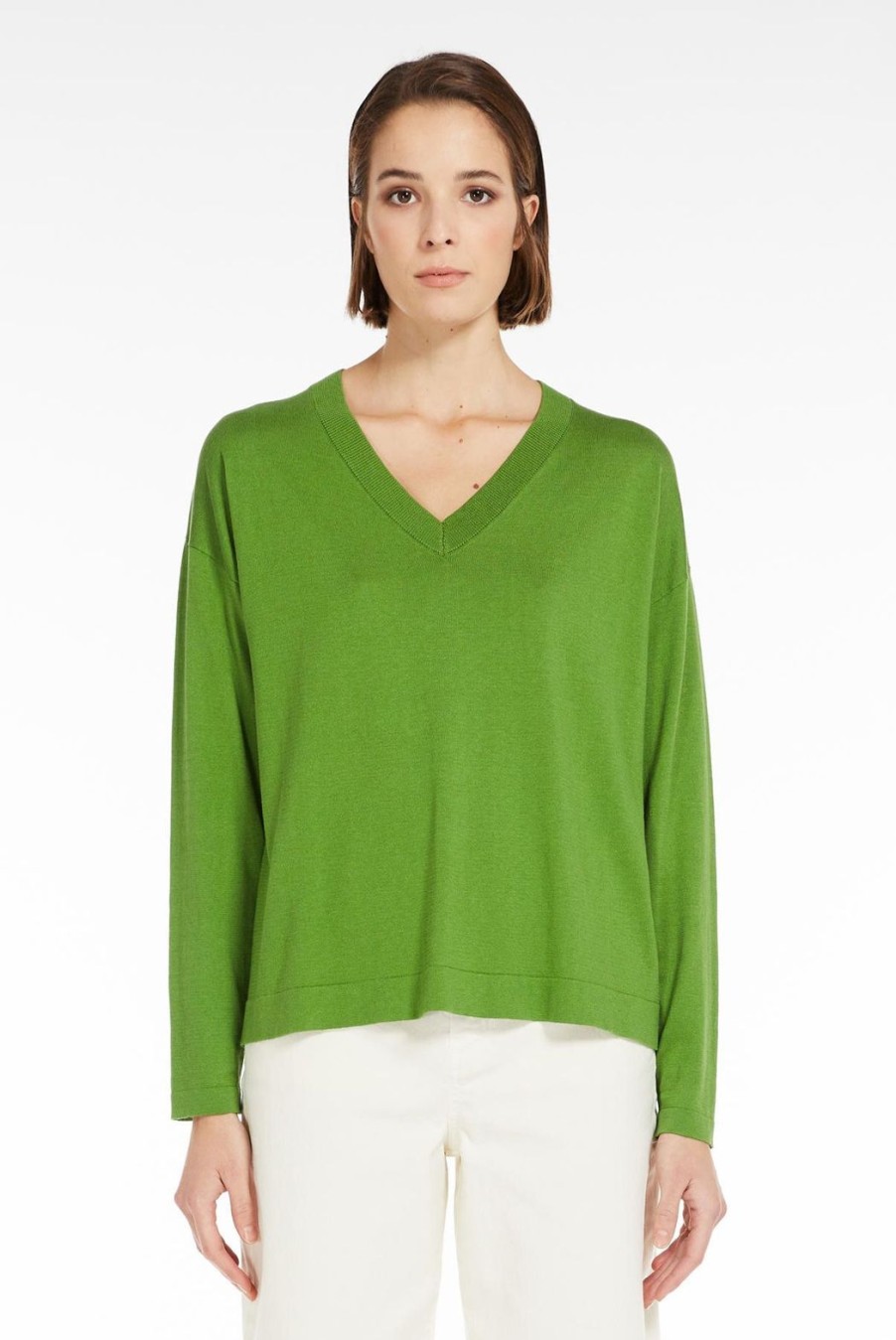 Clothing Weekend MaxMara | Martina Cotton & Silk Yarn Sweater - Green