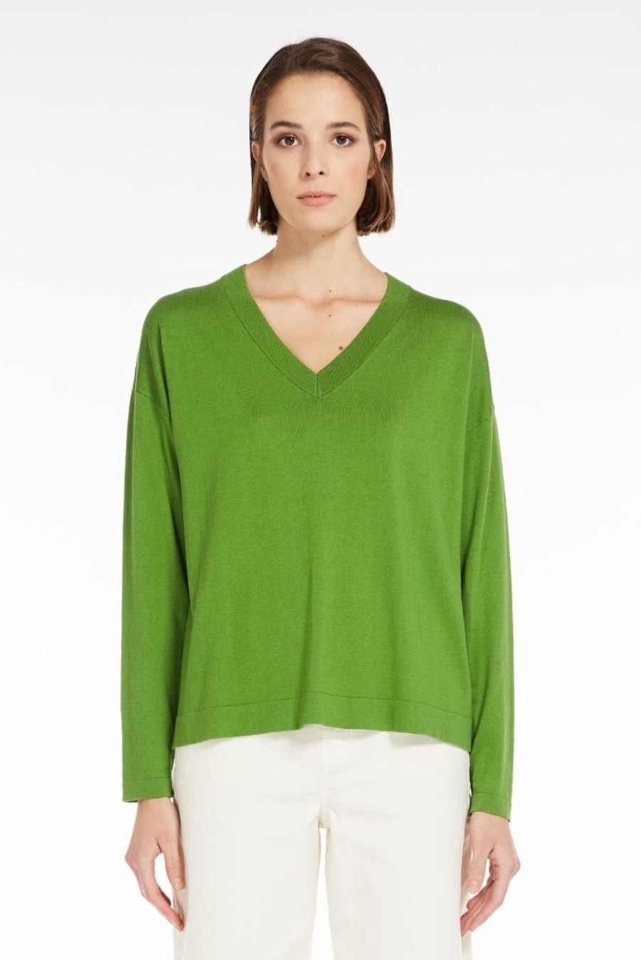 Clothing Weekend MaxMara | Martina Cotton & Silk Yarn Sweater - Green