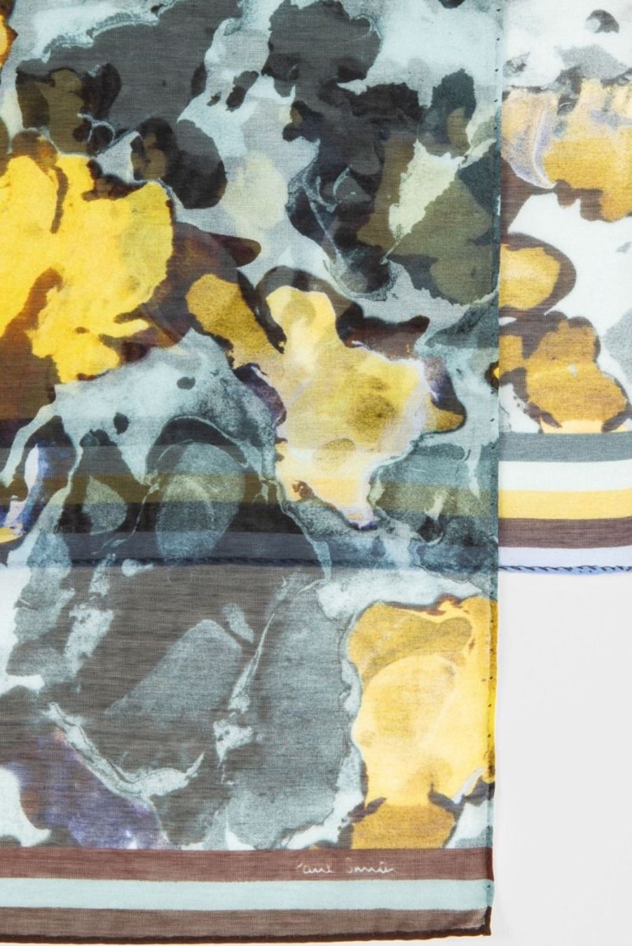 Lifestyle Paul Smith | Marble Silk Blend Scarf - Blue