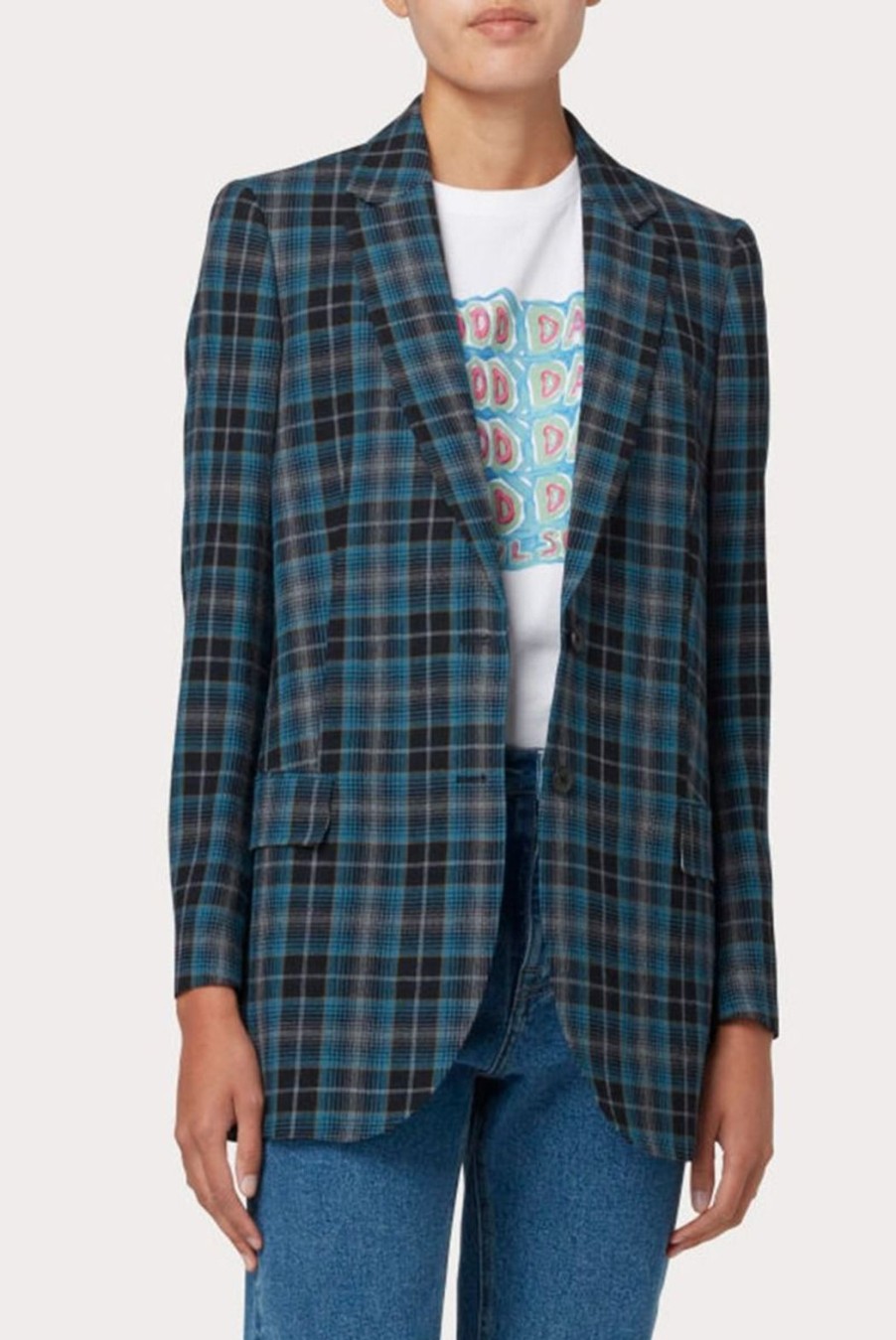 Clothing Paul Smith | Check Wool Blend Jacket - Blue