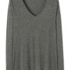 Clothing American Vintage | Jacksonville V-Neck Long Sleeve T-Shirt - Charcoal Melange