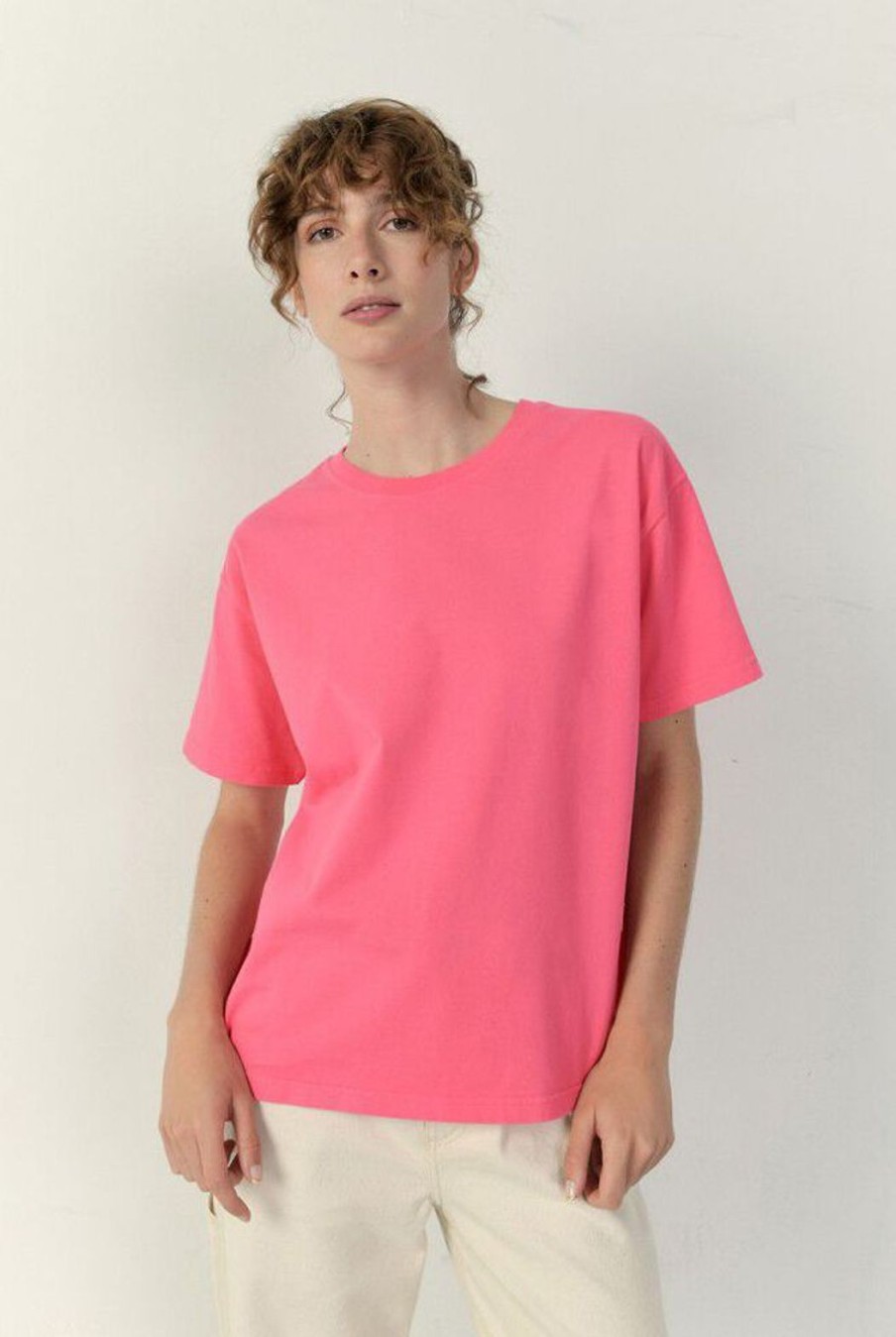 Clothing American Vintage | Fizvalley Short Sleeve T-Shirt - Fluo Pink