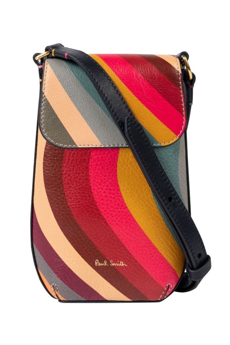 Lifestyle Paul Smith | Swirl Print Leather Cross-Body Phone Pouch Bag - Multicolour