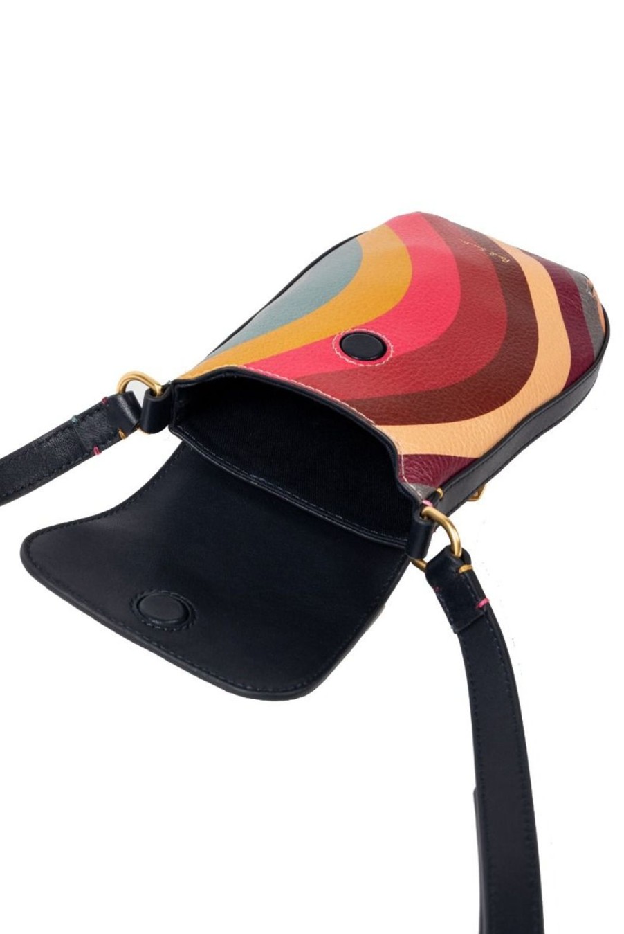 Lifestyle Paul Smith | Swirl Print Leather Cross-Body Phone Pouch Bag - Multicolour