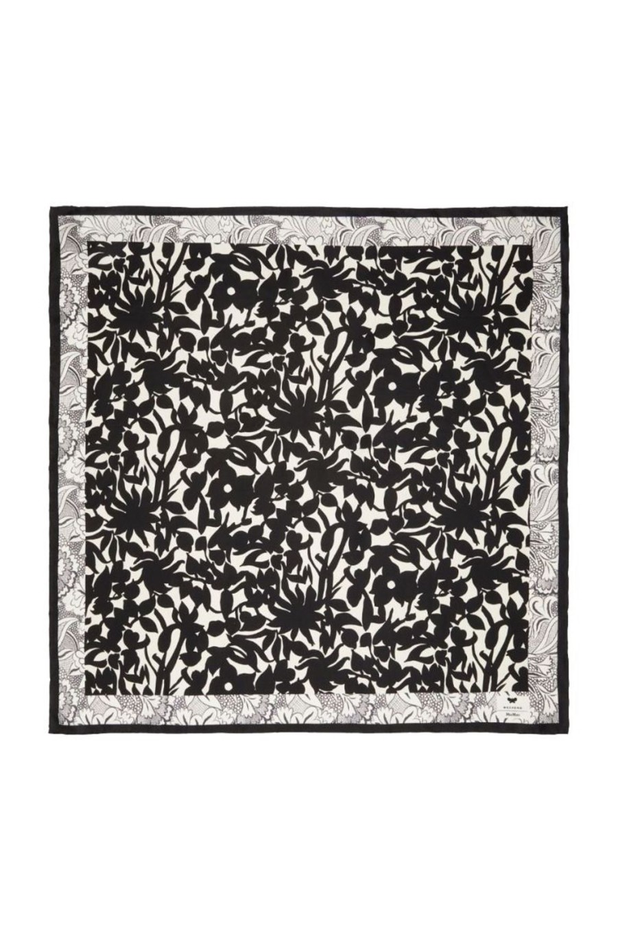 Accessories Weekend MaxMara | Onesto Printed Silk Twill Neckerchief - White Black