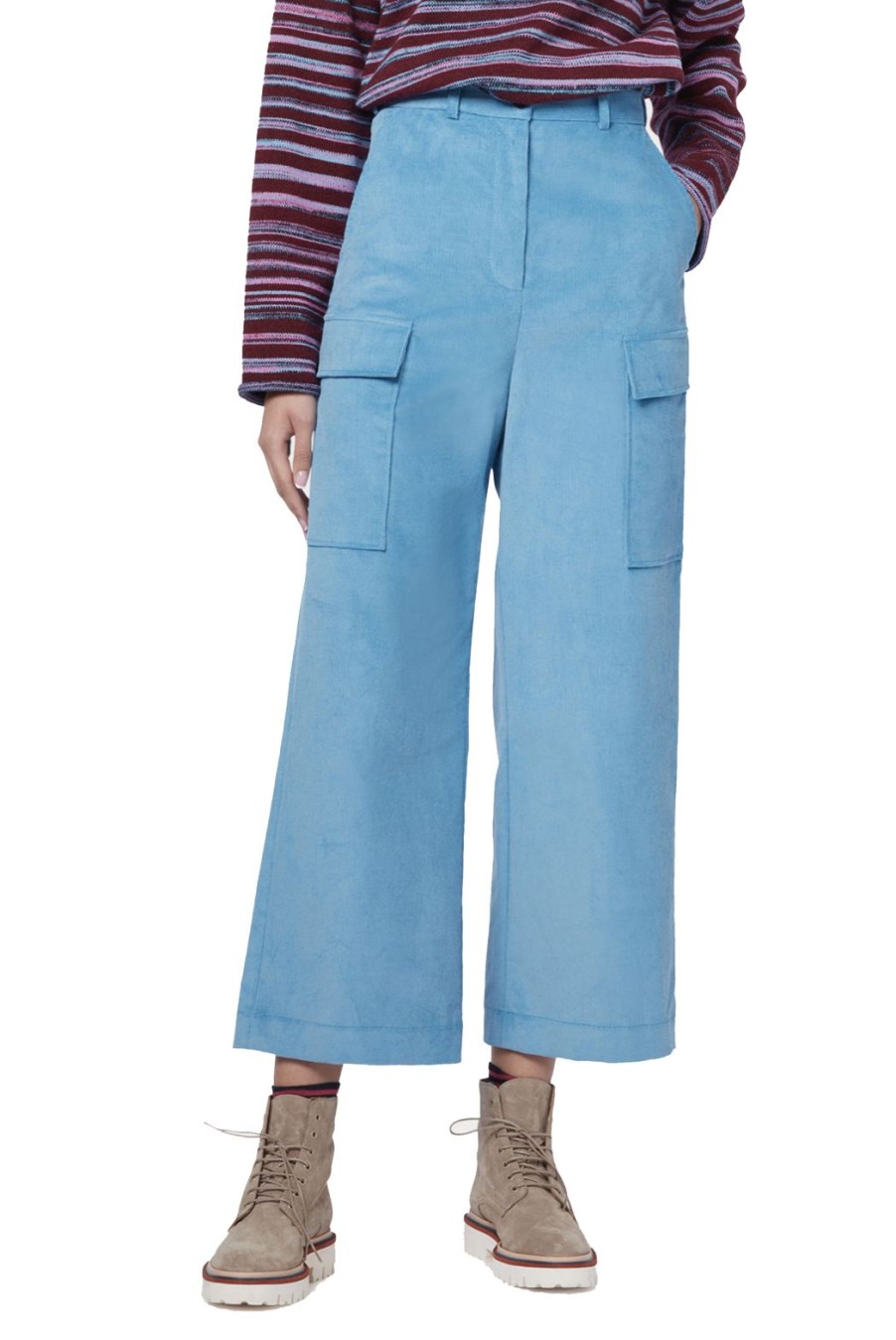 Clothing Paul Smith | Cotton-Stretch Cord Kick-Flare Trousers - Blue