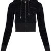 Clothing Juicy Couture | Marissa Classic Velour Hoodie - Black Monogram