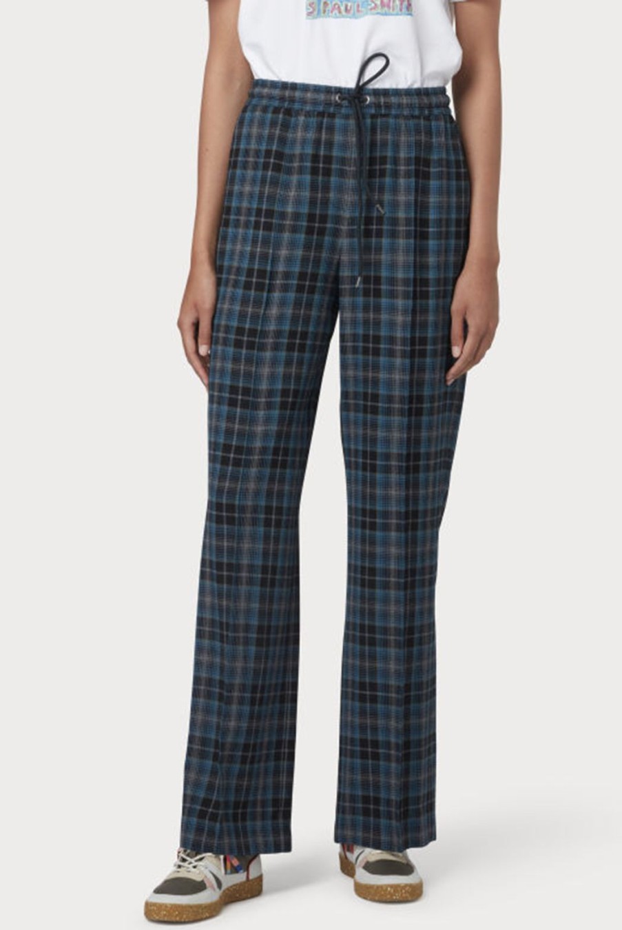 Clothing Paul Smith | Check Wool Blend Trousers - Blue