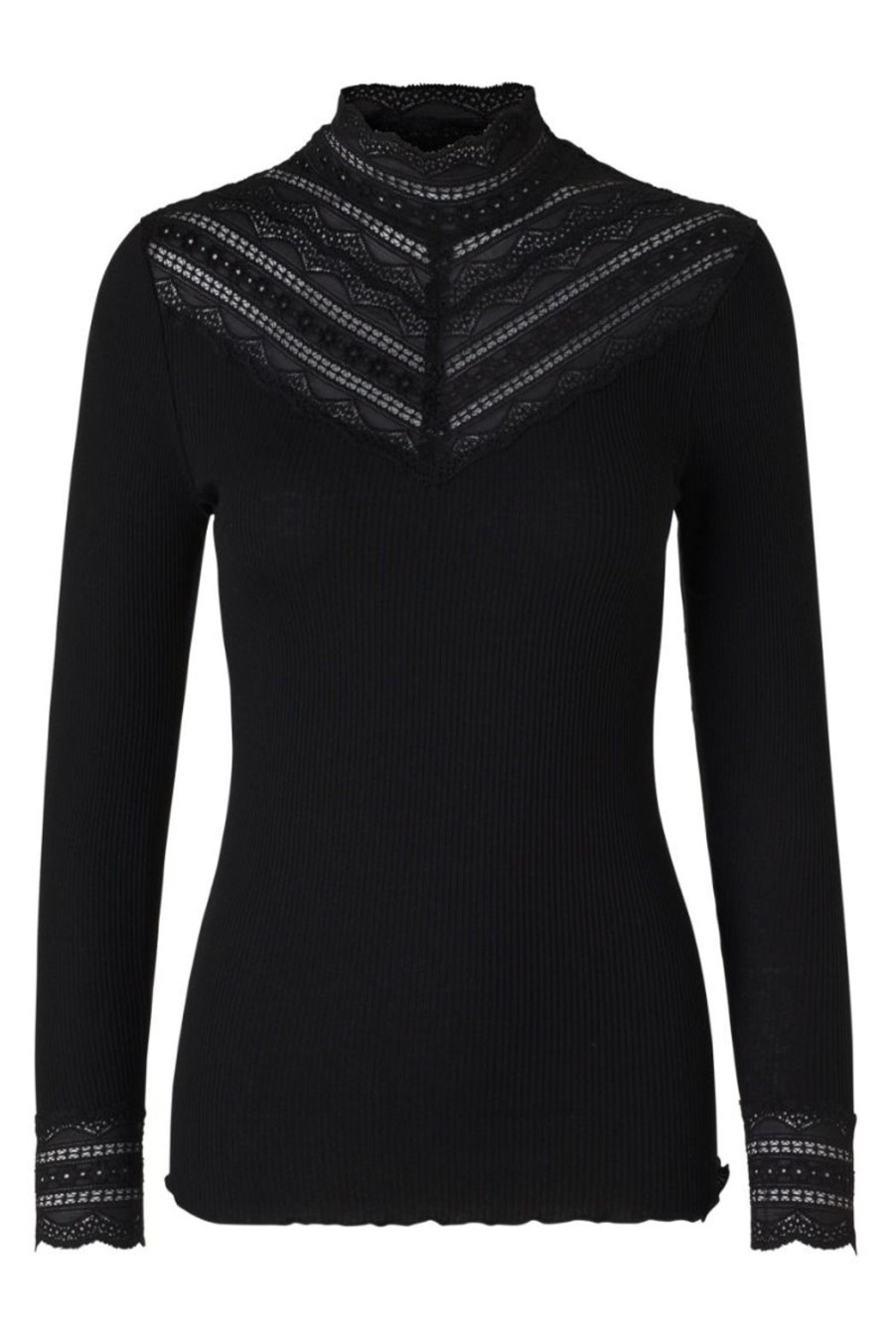 Clothing Rosemunde | Benita Long Sleeve Lace Silk Top - Black