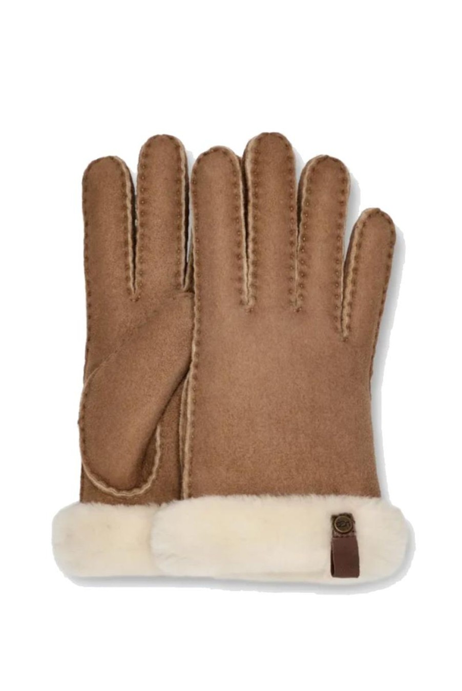 Accessories Ugg | Shorty Leather Trim Glove - Chestnut