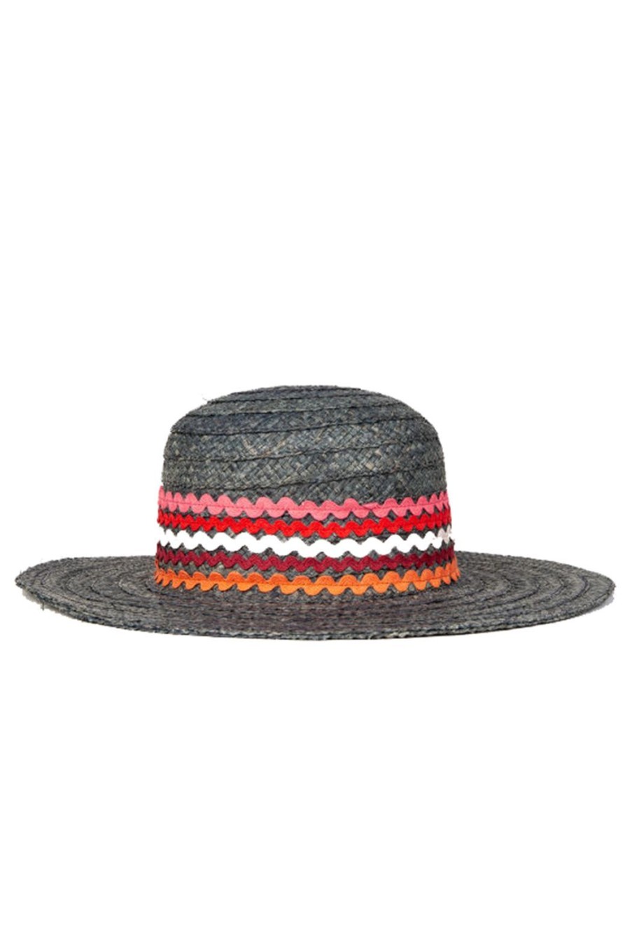 Accessories Paul Smith | Straw Embroidered Ric Rac Scallop Trim Floppy Hat - Blue