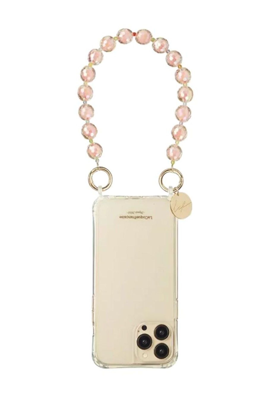 Accessories La Coque Française | Jemma Chain 30Cm Resin Gold Carabiners - Pink