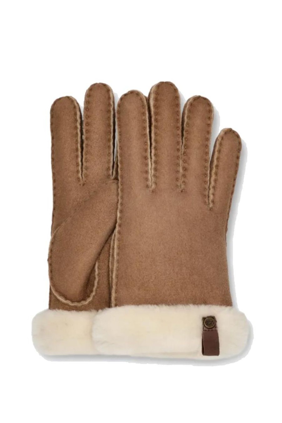 Accessories Ugg | Shorty Leather Trim Glove - Chestnut