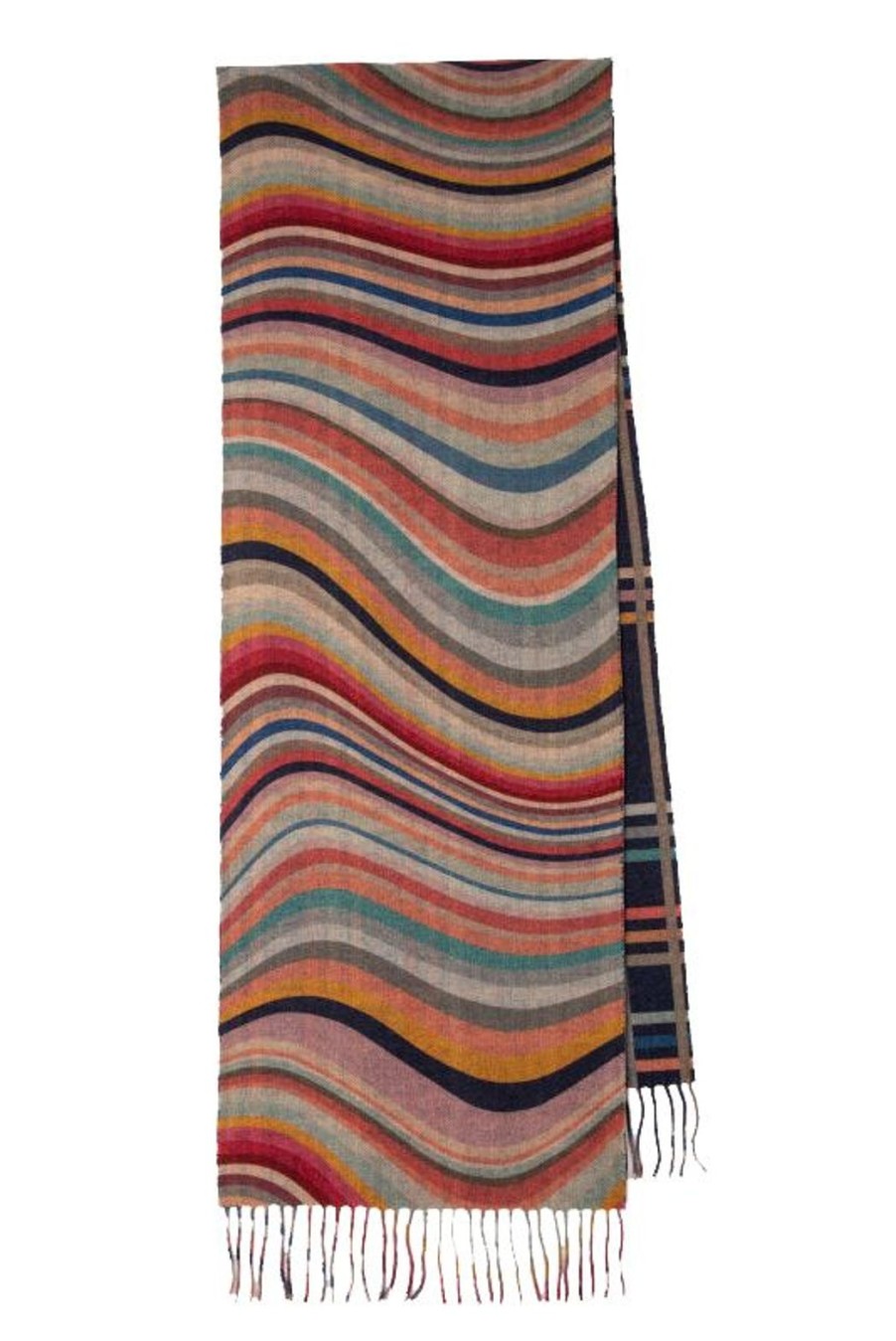 Accessories Paul Smith | Wool-Cashmere 'Swirl' Check Scarf - Navy