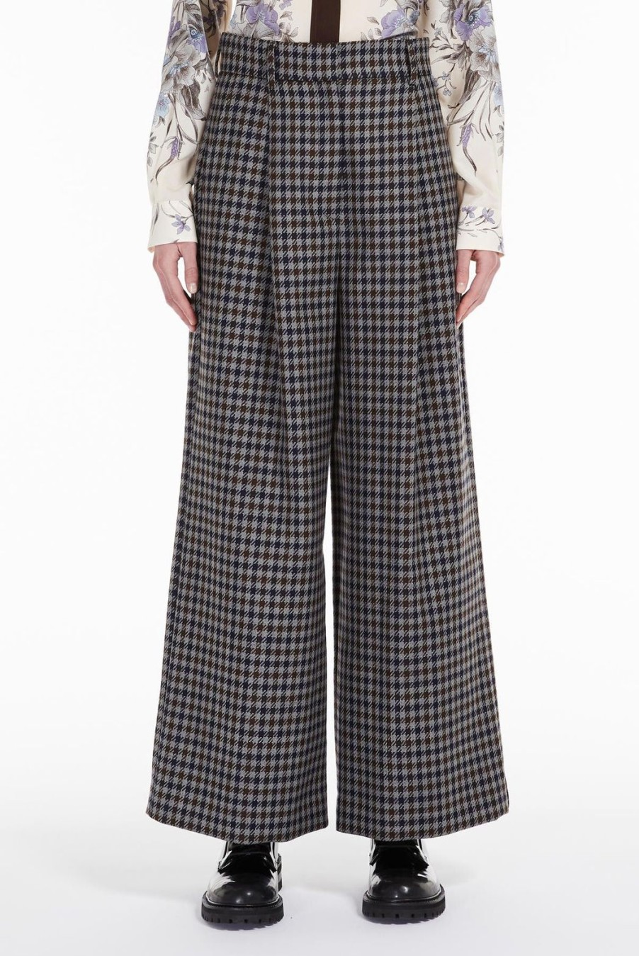 Clothing Weekend MaxMara | Aggetto Checked Trousers - Ultramarine