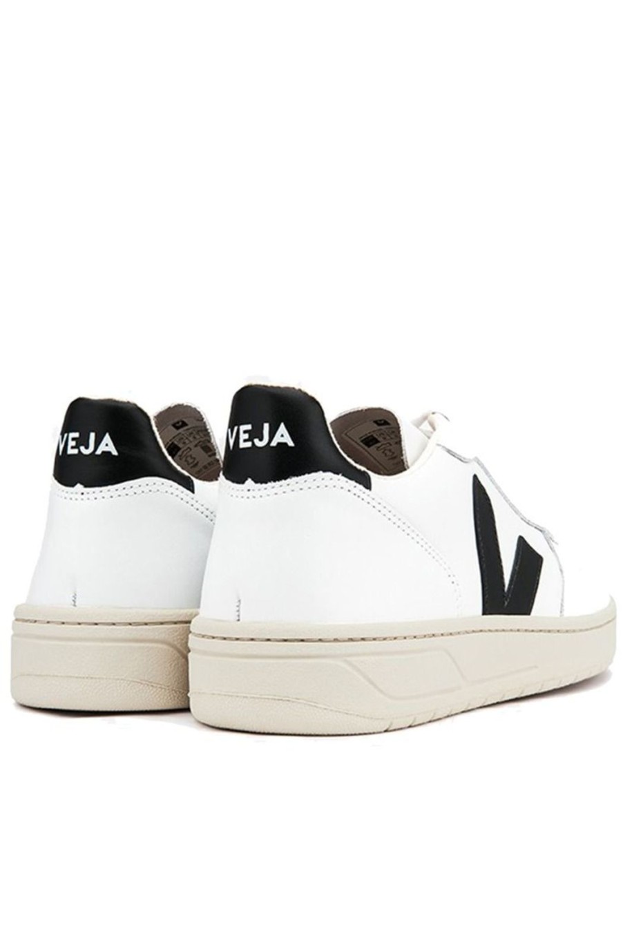 Shoes Veja | V-10 Leather Trainers - Extra-White Black