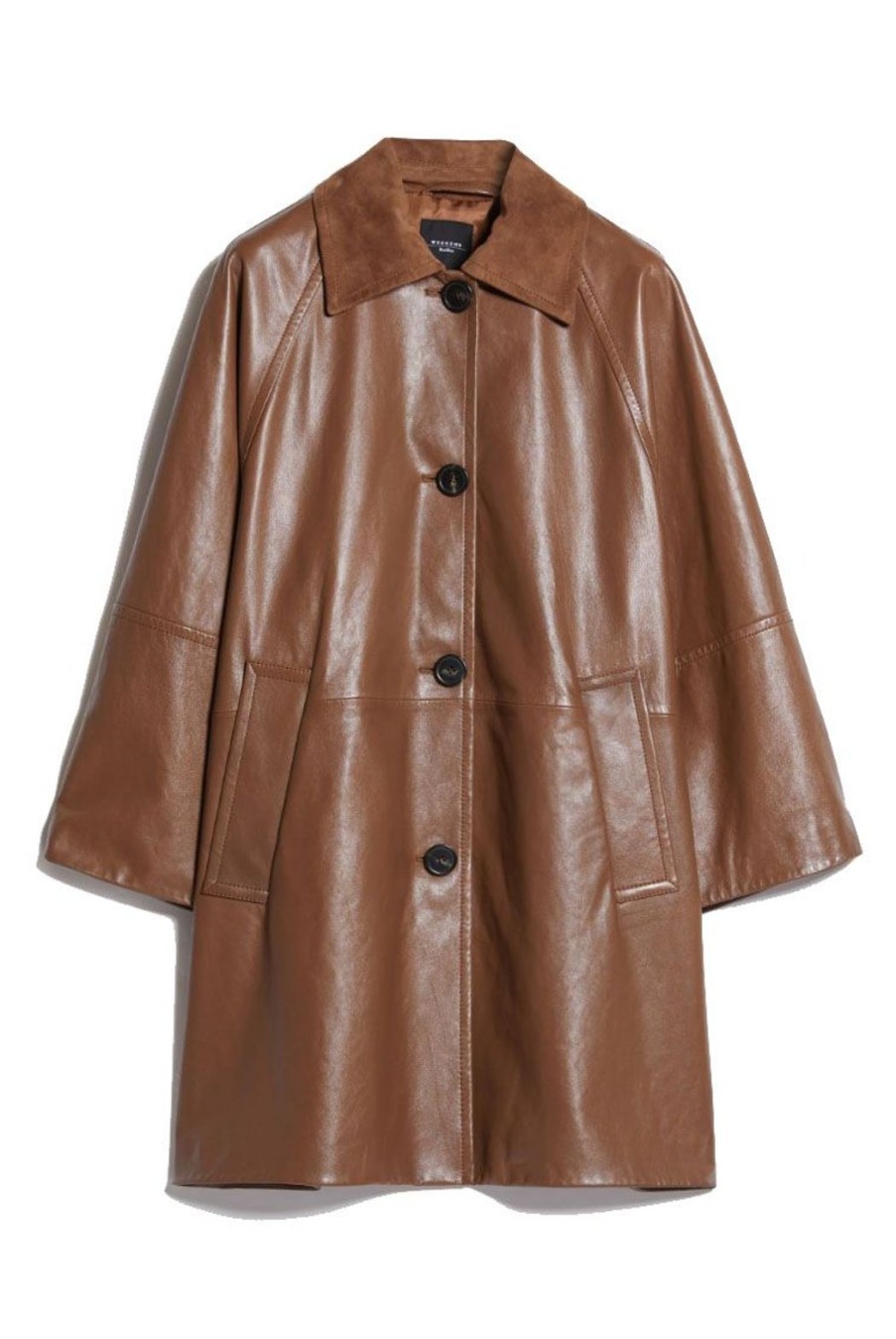 Clothing Weekend MaxMara | Saigon Leather Overcoat - Tobacco