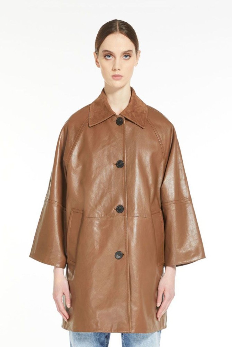 Clothing Weekend MaxMara | Saigon Leather Overcoat - Tobacco