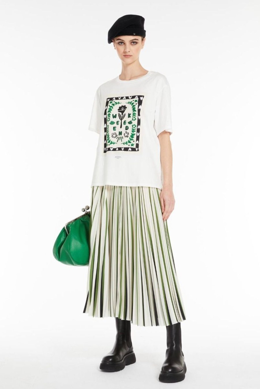 Clothing Weekend MaxMara | Paniere Pleated Skirt - Green