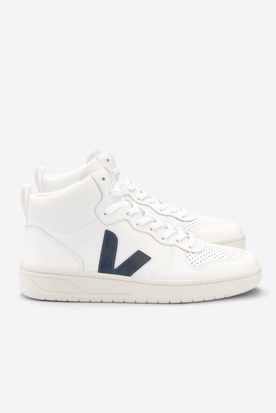 Shoes Veja | V-15 Leather High Top Trainers - White Nautico