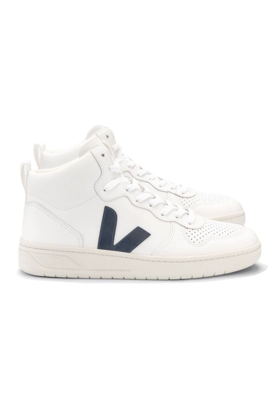 Shoes Veja | V-15 Leather High Top Trainers - White Nautico