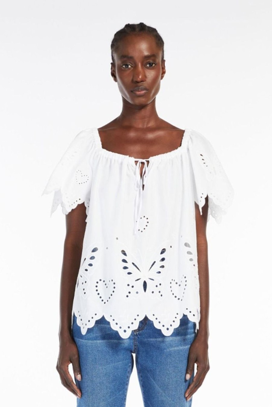 Clothing Weekend MaxMara | Verdier Cotton Broderie Anglaise Top - White