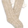 Accessories Ugg | Pom Pom Fleece Lined Crew Sock - Cream