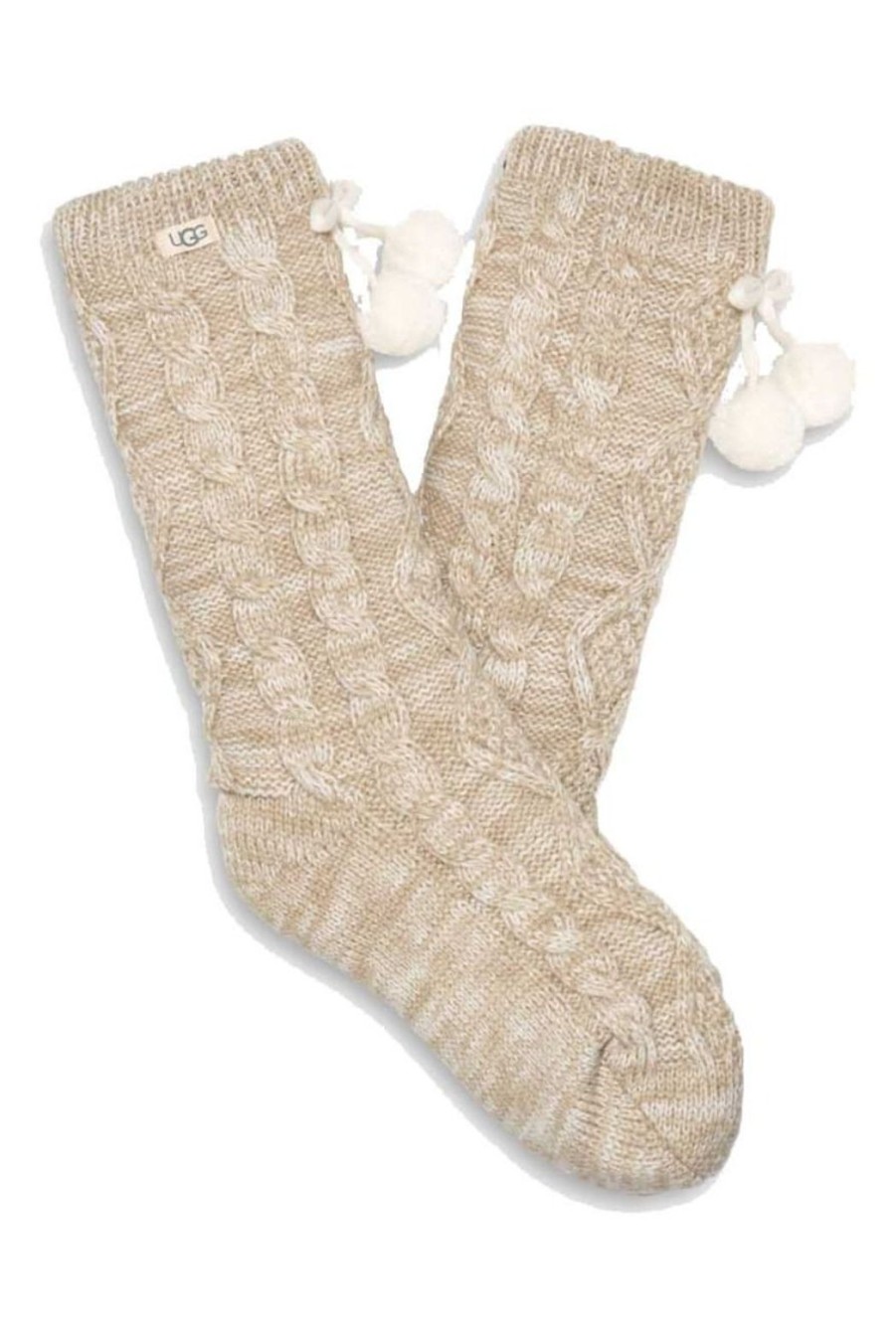 Accessories Ugg | Pom Pom Fleece Lined Crew Sock - Cream