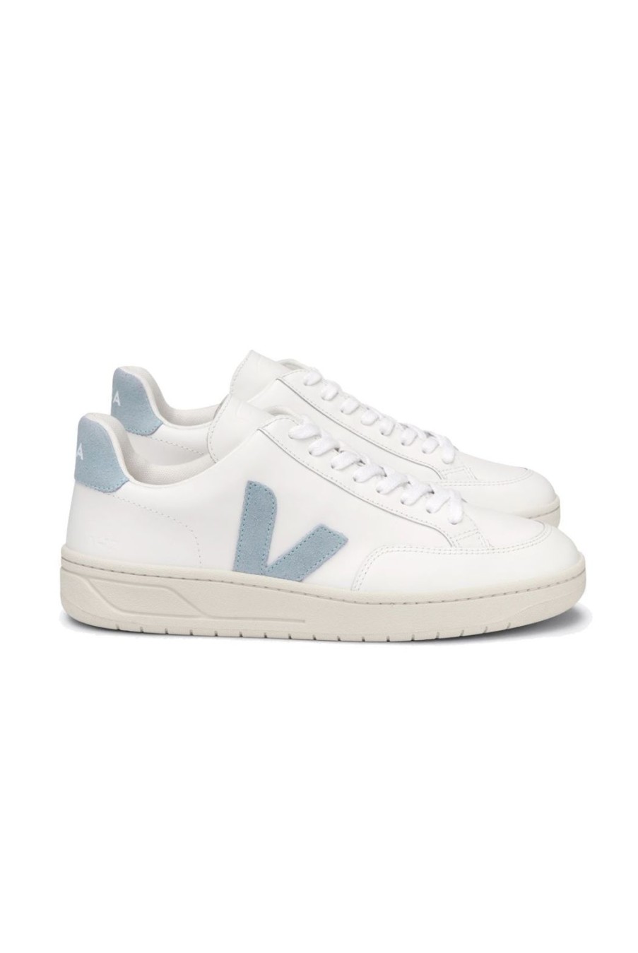 Shoes Veja | V-12 Leather Trainers - White Steel