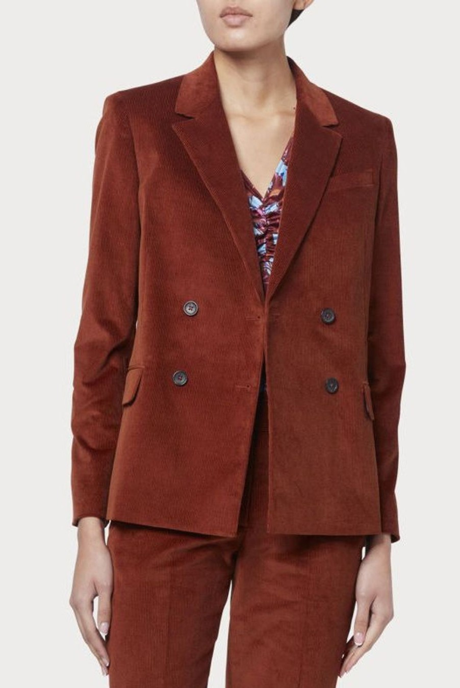 Clothing Paul Smith | Double-Breasted Cotton Corduroy Blazer - Rust