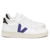 Shoes Veja | V-10 Leather Trainers - White Purple Black